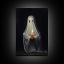Victorian Halloween Art, Ghost Holding A Candle, Framed Canvas Print or Canvas, Dark Academia, Haunting Ghost, Halloween Decor