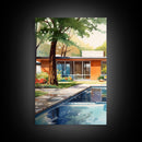 Mid-century House Art, Architecture Prints, Canvas Print, Wall Art, 3 Piece Wall Art, Real Estate Art, Modern Prints, Home Decor Prints