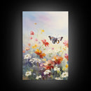 Butterly Wall Print, Wildflower Wall Art, Wildflower Meadow, Canvas Print, Set Of 3 Prints, Wall Art, 3 Piece Wall Art, Botanical Art