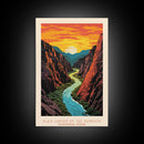 Black Canyon Of The Gunnison National Park, Framed Wall Art Canvas Print, Travel Poster, Colorado Travel Art, Roadtrip Decor, Cool Art