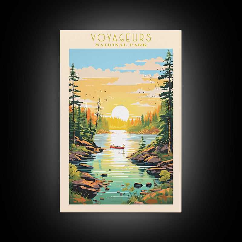 Voyageurs National Park, Minnesota Travel Art, National Park Print, Minimalist Travel Art, Midcentury Modern Retro Style Landscape