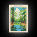 Congaree National Park South Carolina Travel Art, National Park Print, Minimalist Travel Art, Midcentury Modern Style Landscape Painting