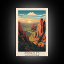 Pinnacles National Park California Travel Art, National Park Print, Minimalist Travel Art, Midcentury Modern Style Landscape Painting