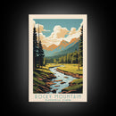 Rocky Mountains National Park Colorado Travel Art, National Park Print, Minimalist Travel Art, Midcentury Modern Style Landscape Painting