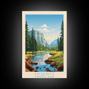 Yosemite National Park California Travel Art, National Park Print, Minimalist Travel Art, Midcentury Modern Style Landscape Painting