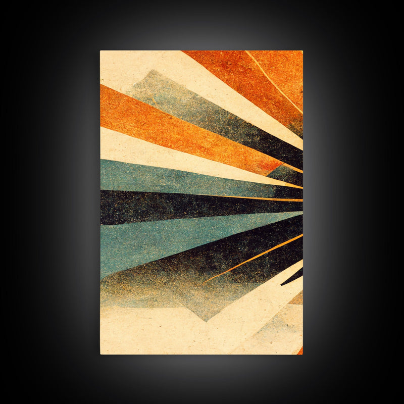 Abstract Midcentury Modern Sunburst, Art Deco Style art, sun with rays, sun burst, boho style, 3 Piece Wall Art, Ready To Hang Canvas Print