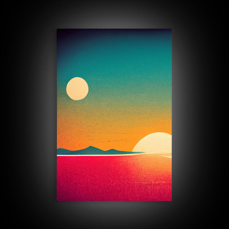 Art Deco Sunset, 3 Piece Wall Art, Ready To Hang Canvas Print, Cool Unique Living Room Wall Art Decor