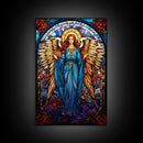 Angel, Fantasy Artwork Canvas Print, Wall Hanging, Portrait Art, Stained Glass Art, Mystical Wall Art, Tiny House Decor, Gift For Women