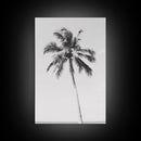Palm Tree Wall Art, Tropical Art, Minimalist Art, Canvas Print, Wall Hanging, Portrait Art, Black And White Art, Living Room Wall Art