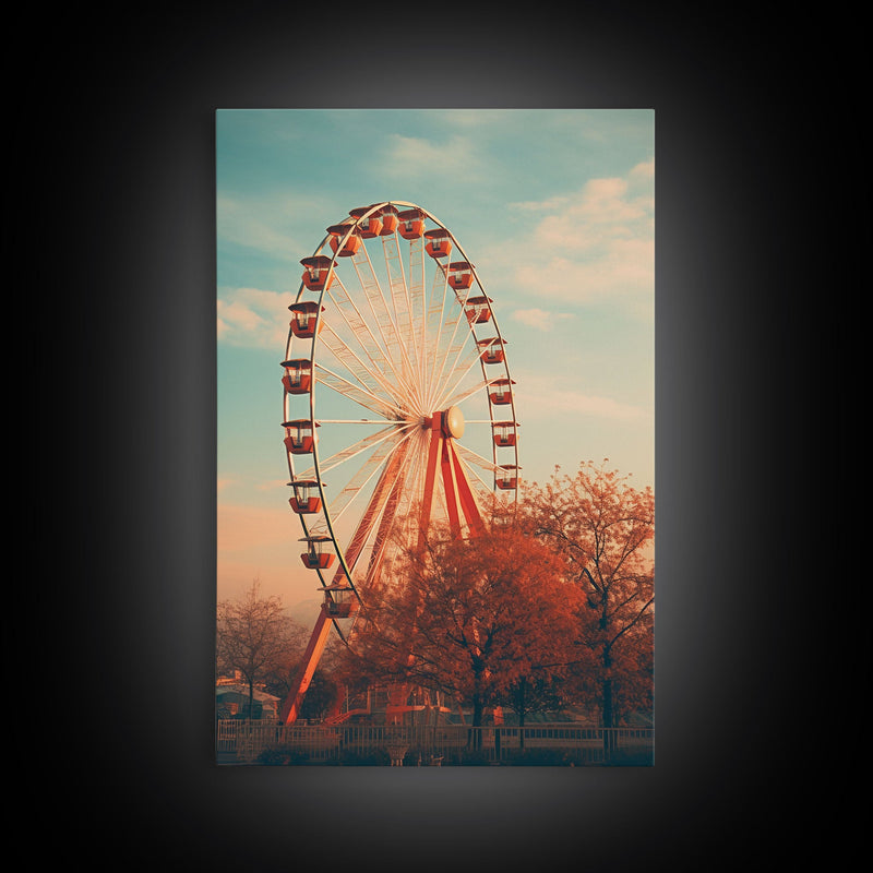 An Abandoned Ferris Wheel, Frames Canvas Print, Liminal Spaces, Abandoned Photography Wall Art Fine Art Print