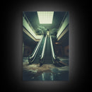 Escalator, Abandoned Building, Moody Wall Art, Horror Art Print, Canvas Print, Wall Hanging, Portrait Art, Nerdy Home Decor, Bedroom Prints