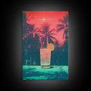 Cocktail Wall Print, Palm Tree Wall Art, Tropical Wall Art, Beach Wall Art, Canvas Print, Wall Hanging, Portrait Art, Bar Decor, RV Wall Art