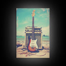 Electric Guitar, Guitar Wall Art, Music Wall Art, Canvas Print, Wall Hanging, Portrait Art, Guitar Player Gift, Music Wall Decor, Beach Art