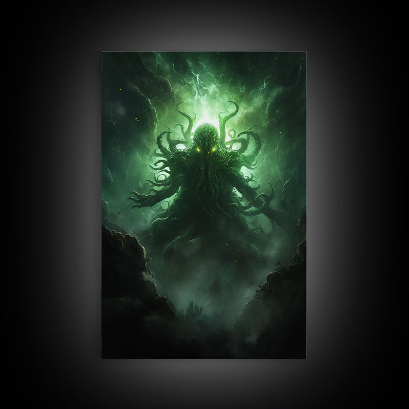The Call Of Cthulhu - Portrait Of The Grim Reaper - Framed Canvas Print - Halloween Decor - Halloween Clearance - HP Lovecraft