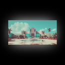 Vaporwave Art Deco Architecture, Framed Canvas Print, Retro 80s Wall Art, Liminal Spaces, Office Decor