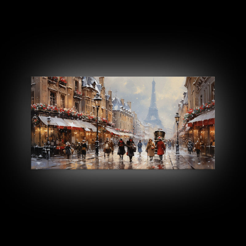 Winter Wonderland - Paris In The  Snow at Christmas Time - Framed Canvas Print - Christmas Decor