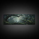 In The Forest - Ready To Hang Panoramic Foggy Pine Forest Canvas Wall Art, Nature Wall Art, Misty Green Forest Print, Modern Home Decor