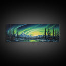 Aurora Borealis, Framed Canvas Print, Beautiful Alaskan Winter Landscape Painting, Moody Art, Unique Wall Art