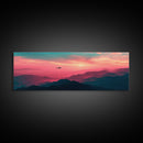 Fire Response - Blackhawk Helicopter Over The Mountains - Southern California - Framed Canvas Print, Synthwave Style Military Art