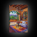 Cozy Southwestern Kitchen Framed Canvas Print Colorful Mexican Style Best Gift Home Decor Wall Art Bright Above Sofa Art