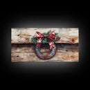 Festive horseshoe Christmas art, rustic holiday decor, farmhouse holiday gift idea, cozy winter home decor, framed canvas print