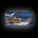 Cozy Snowy Christmas Cabin Scene Canvas Print | Winter Wonderland Christmas Wall Art | Rustic Christmas Decor | 2024 Holiday Art Gift