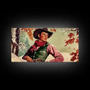 Snowy Cowboy Winter Decor Framed Canvas Print Western Holiday Art Moody Landscape Christmas Gift Wall Art Seasonal Decor