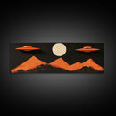 Orange Flying Saucers - UFO Art - Panoramic Print - Cute Alien Art - Nursery Decor