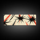 Flashes and Light - Framed Canvas Print - Mid-century Modern Rocket Age Inspired Wall Art - Black Stars with Red Streaks