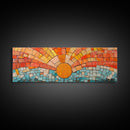 Panoramic Print - Sunset Mosaic Canvas Print - Wood Framed Wall Art - Horizontal Abstract Art - Large Wide Wall Art - Above Bed Decor Framed Canvas