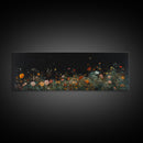 Field of Wildflowers Framed Wall Art Canvas Print, Vintage Botanical Landscape Art, Panoramic Print, Modern Farmhouse Art