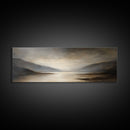Moody Seascape Wall Art, Framed Canvas Print, Horizontal Panoramic Wall Art, Cloudy Day, Large and Wide Calm Decor, Modern Wall Art
