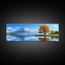Large Framed Landscape Art | Reflections In The Lake | Panoramic Landscape Painting Framed Canvas Print | Canvas Wall Art
