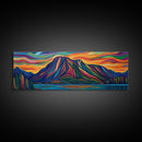 Abstract Mountain Painting Print, Stained Glass Style Art, Surrealist Landscape Painting, Abstract Landscape Painting Wall Art