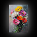 Wild Flower Painting Print On Canvas, Wood Framed Wall Art, Original Art, Flowers Painting, Floral  Print, Modern Art, Living Room Wall Art