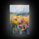 Small Wild Flower Painting Print, Wood Framed Canvas, Botanical Wall Art, Extra Large Art, Oversized Home Decor, Gallery Wall Decor, Wildflower Art