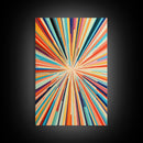 Mid Century Modern Art - Light Speed Tunnel - Vertical Tall Narrow Wall Art - Retro Loft Art - Large Wall Art Painting - Geometric Abstract MCM Art