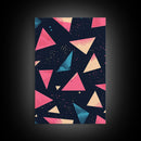 Retro 90s Style Wall Art Framed Canvas Print, Synthwave Abstract Triangles