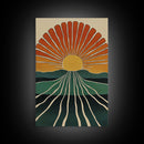 Minimalist Sunset or Sunrise Wall Art Canvas Print, Art Deco Boho Wall Decor, Modern Art, Sun Burst Wall Art