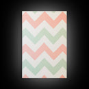 Mint Green and Pink Chevrons, MCM style Mid Century Modern Home Decor, Framed Canvas Print, Whimsical Wall Art