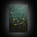Wood Framed Wildflower Floral Print Minimalist Modern Boho Wall Art Bedroom Decor Botanical Floral Wild Flower Canvas Print