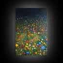 Field Of Flowers, Flowers Print, Nursery Wall Decor, Floral Decor, Floral Home Decor, Framed Canvas Print, Wild Flowers Oil Painting