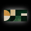 Geometric Patterns Mid-Century Modern Abstract Wall Art Canvas Print, Beautiful Emerald Green Wall Art