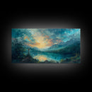 Painting Of a Cross And a Beautiful Landscape, Framed Canvas Print, Christian Wall Art