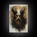 Portrait of a Demon, Framed Canvas Print, Dark Macabre Wall Art