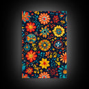 Mexican Tile Pattern Wall Art, Framed Canvas Print, Chicano Wall Art, Mexicano Wall Art, Textile Inspired Wall Decor