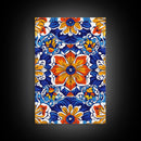 Textile Pattern Wall Art Framed Canvas Print, Home Decor, Mexican Tile Print, Mexicano Pueblo Wall Art