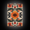 Floral Pattern Canvas Print, Mid-Century Modern Style Abstract Art, Botanical Print, Modern Flower Art Print