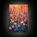 Field of Wildflowers Framed Canvas Print, Wood Framed Wall Art, Wild Flower Painting Print, Wild Flowers In The Spring Wall Art Home Decor