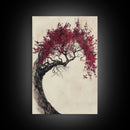 Wabi Sabi Japanese Maple Tree Framed Canvas Print, Minimalist Home Decor, Vertical Living Room Art